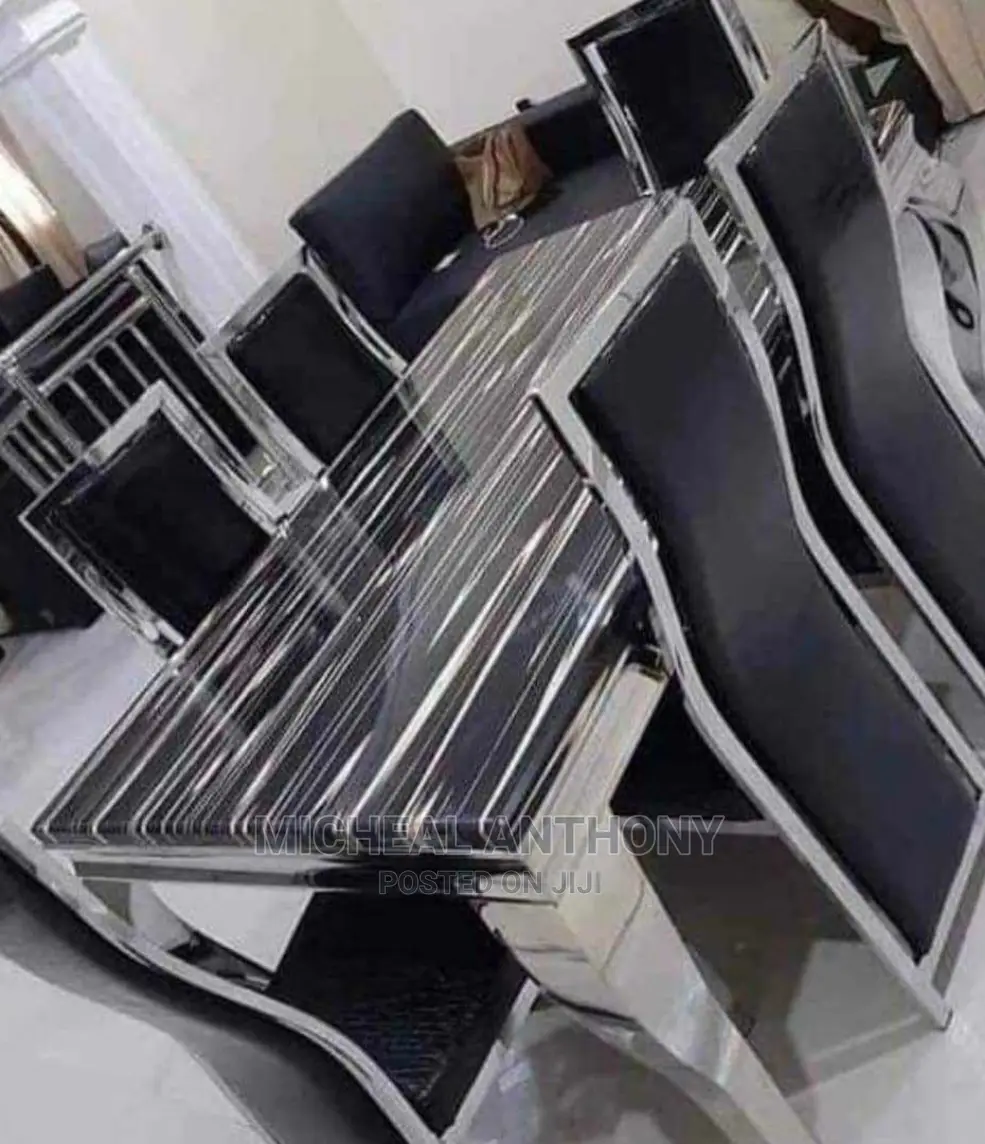 Marble Dining Table by Six With Pure Leather Chairs