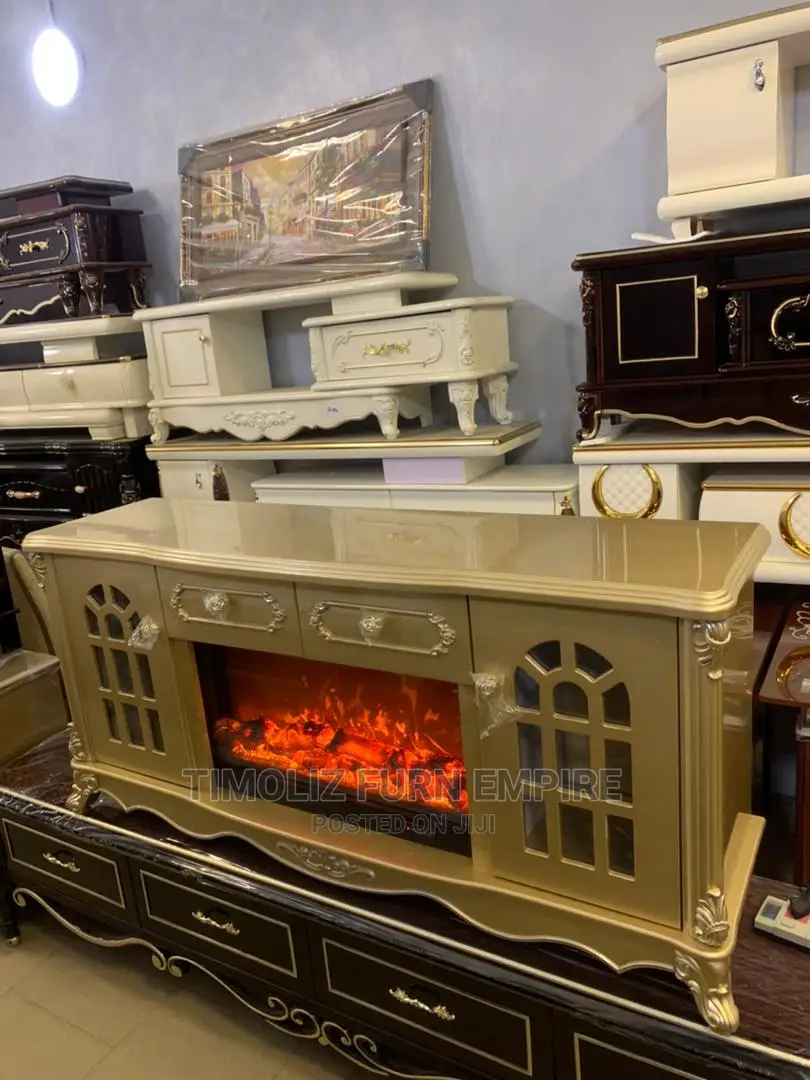 Imported Fireplace TV Stand With Various Storage Spaces