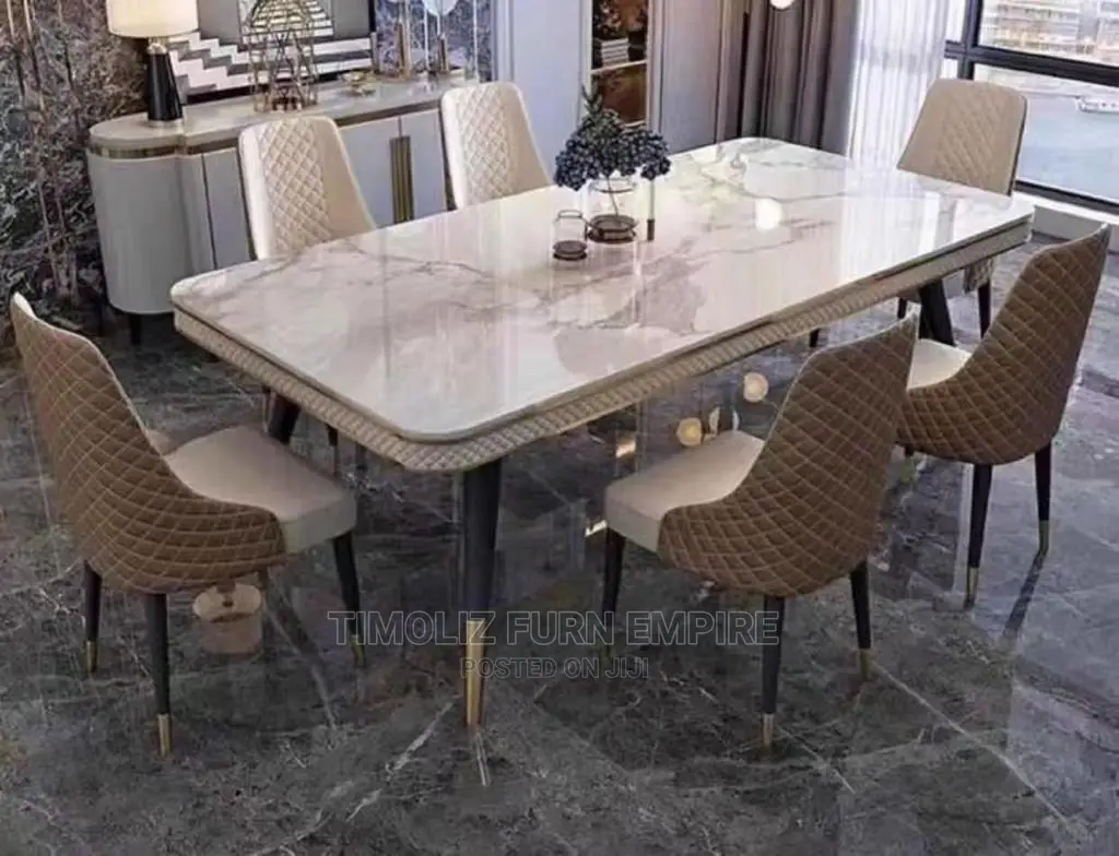 Exquisite Marble Dining Table With 6 Chairs.