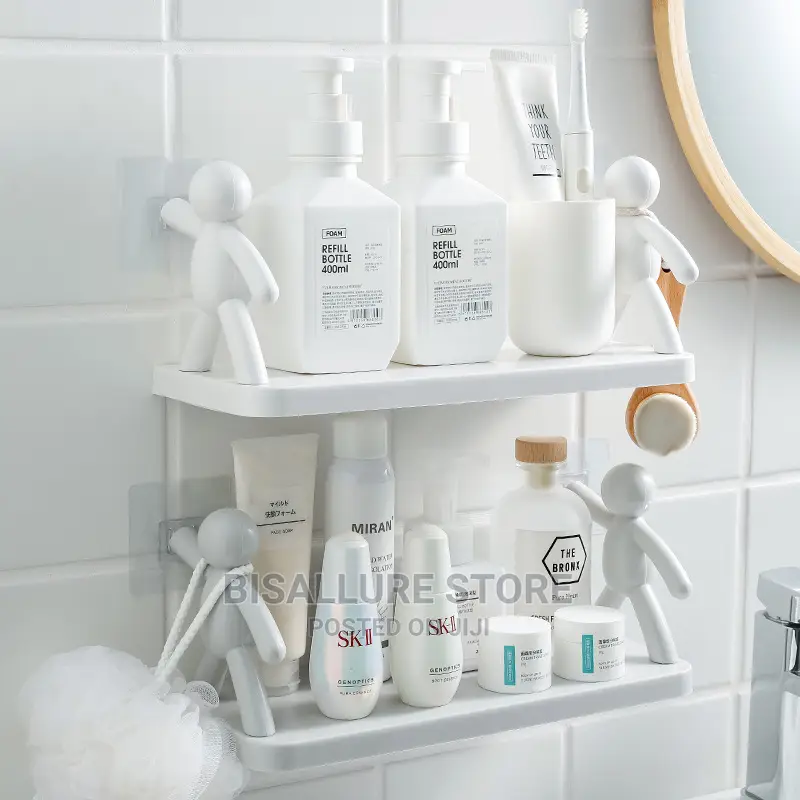 Adhesive Bathroom and Kitchen Shelf Rack