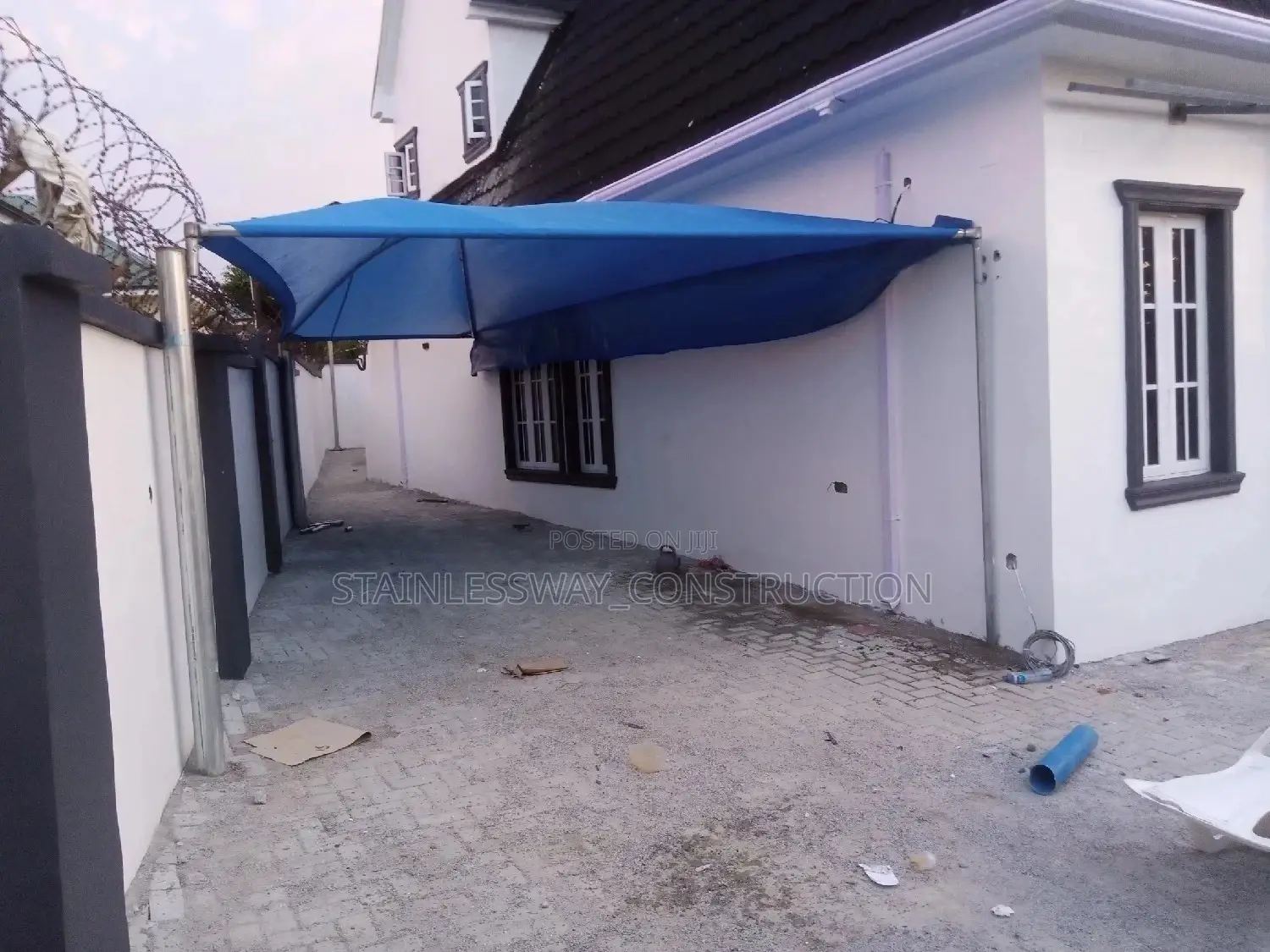 Classic Blue Carport Parking Space