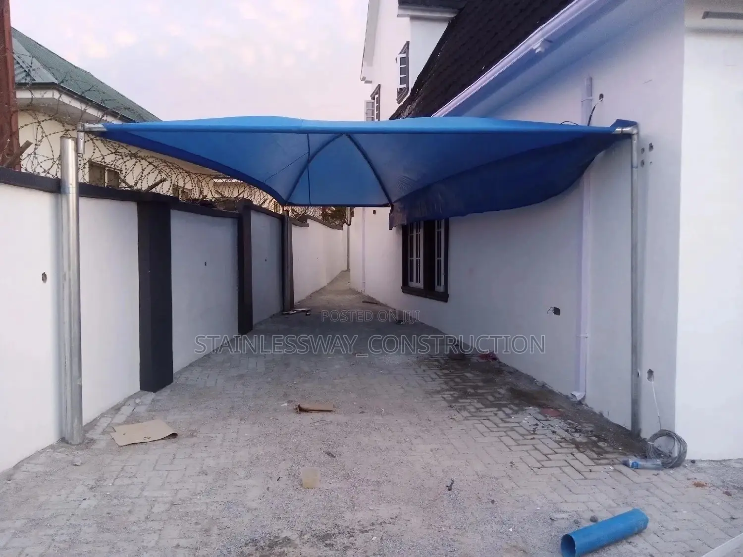 Classic Blue Carport Parking Space