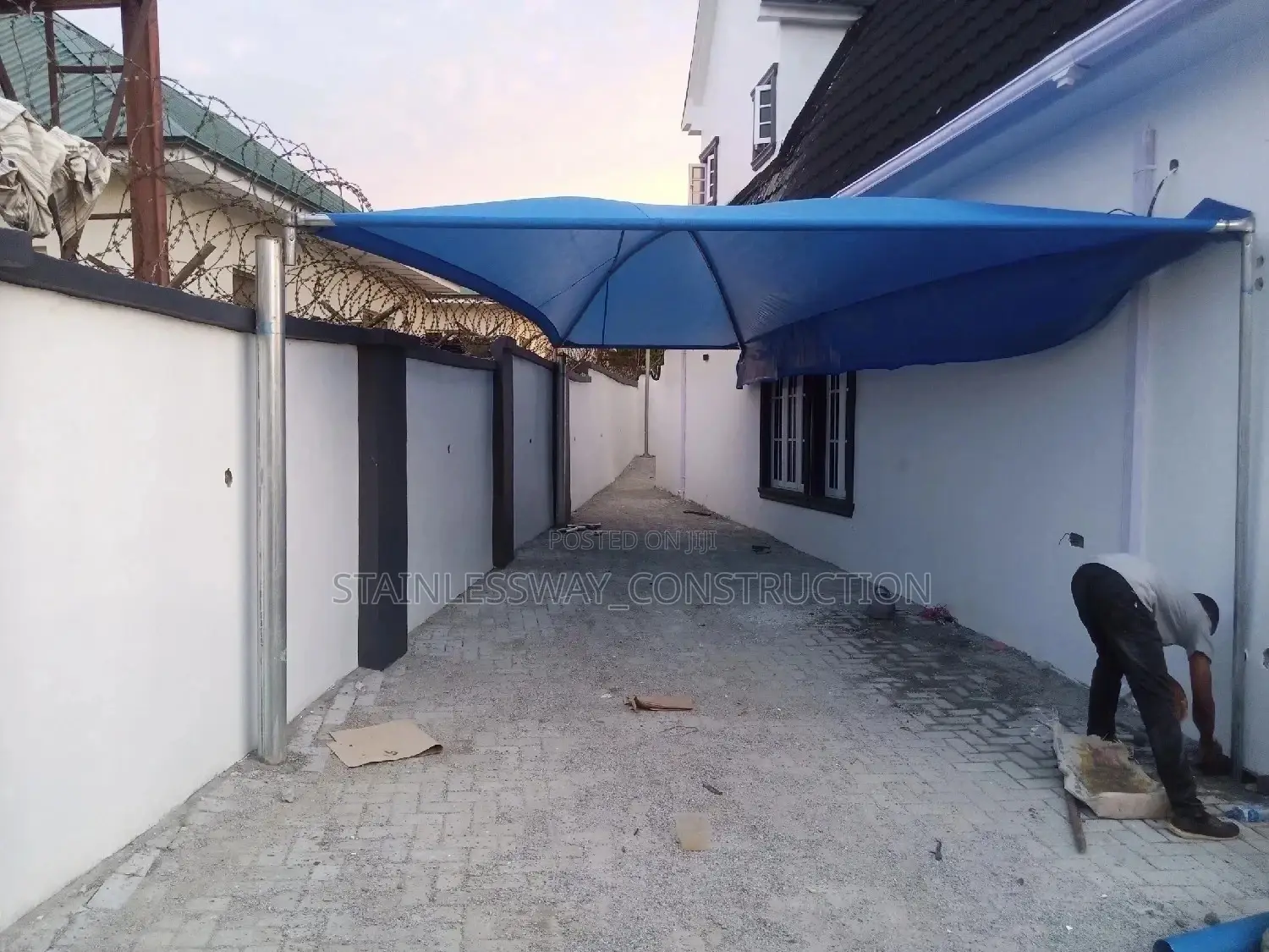 Classic Blue Carport Parking Space