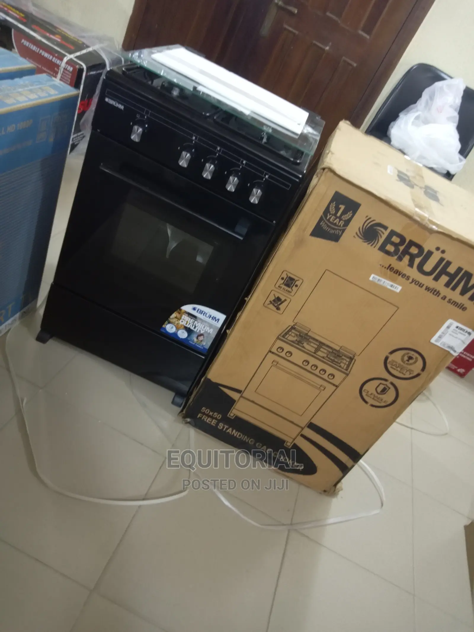 4 Gas Burner Bruhm Standing Cooker With Oven+1 Yr Warranty