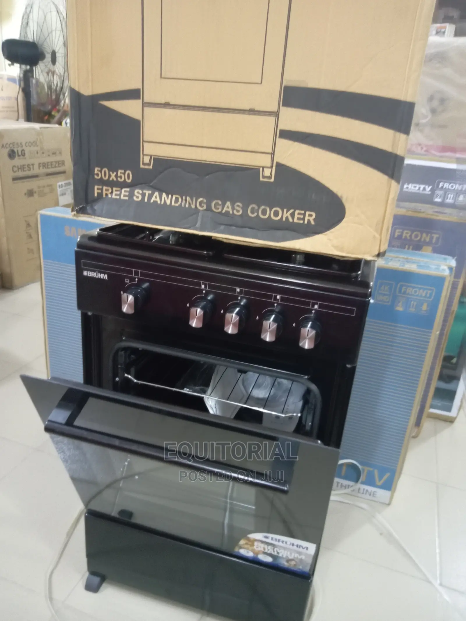 4gas Burner Bruhm Standing Gas Cooker With Oven-1yr Warranty