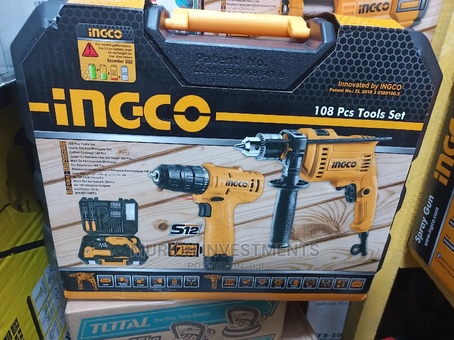 12v Cordless Drill With 13mm Drill Tool Set