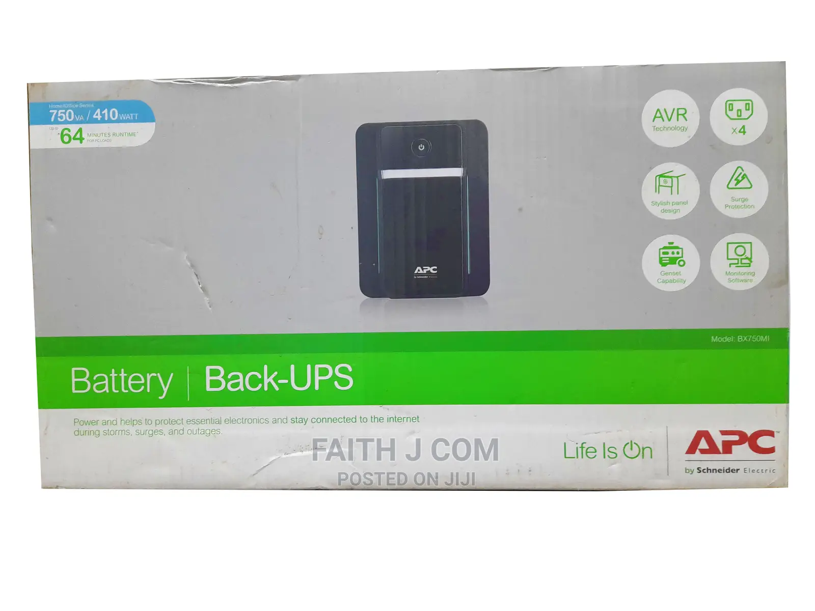 Bx750mi-Ms APC Back-Ups 750va, 230V, Avr, 2 Outlets Ups