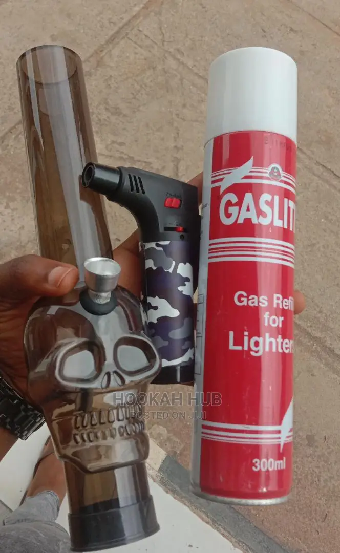 Acrylic Bong With Bong Lighter and Refill Gas Cylinder