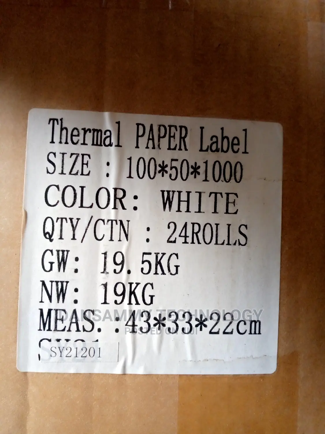 100*50mm by 1000labels in a Roll. Direct Thermal