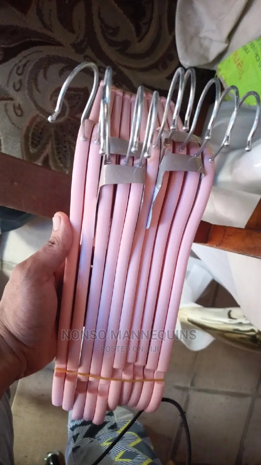 Sets of Pink Wooden Clothes Hangers