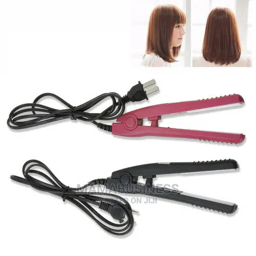 2 in 1 Mini Travel Hair Perming Straightener - Pink Black