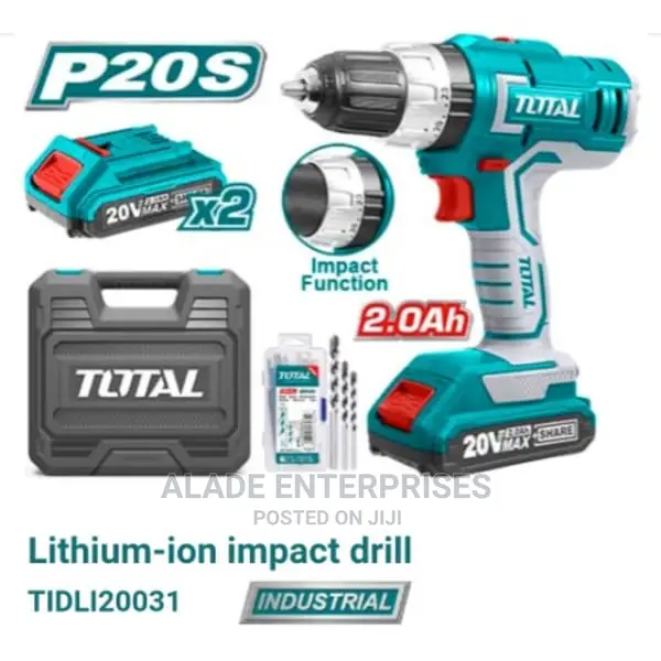 Total Li-Ion Cordless Drill + 1 Pc Charger + Box + Screws