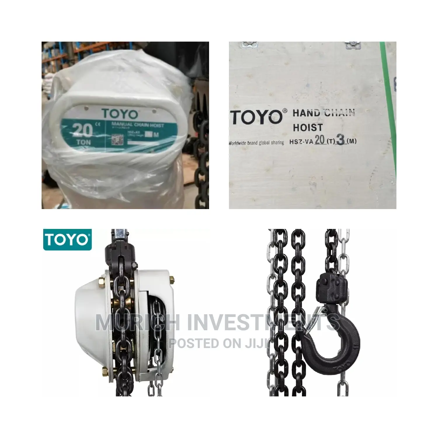 Toyo 20 Ton X 3meter Manual Lifting Hoist Chain Pulley Block