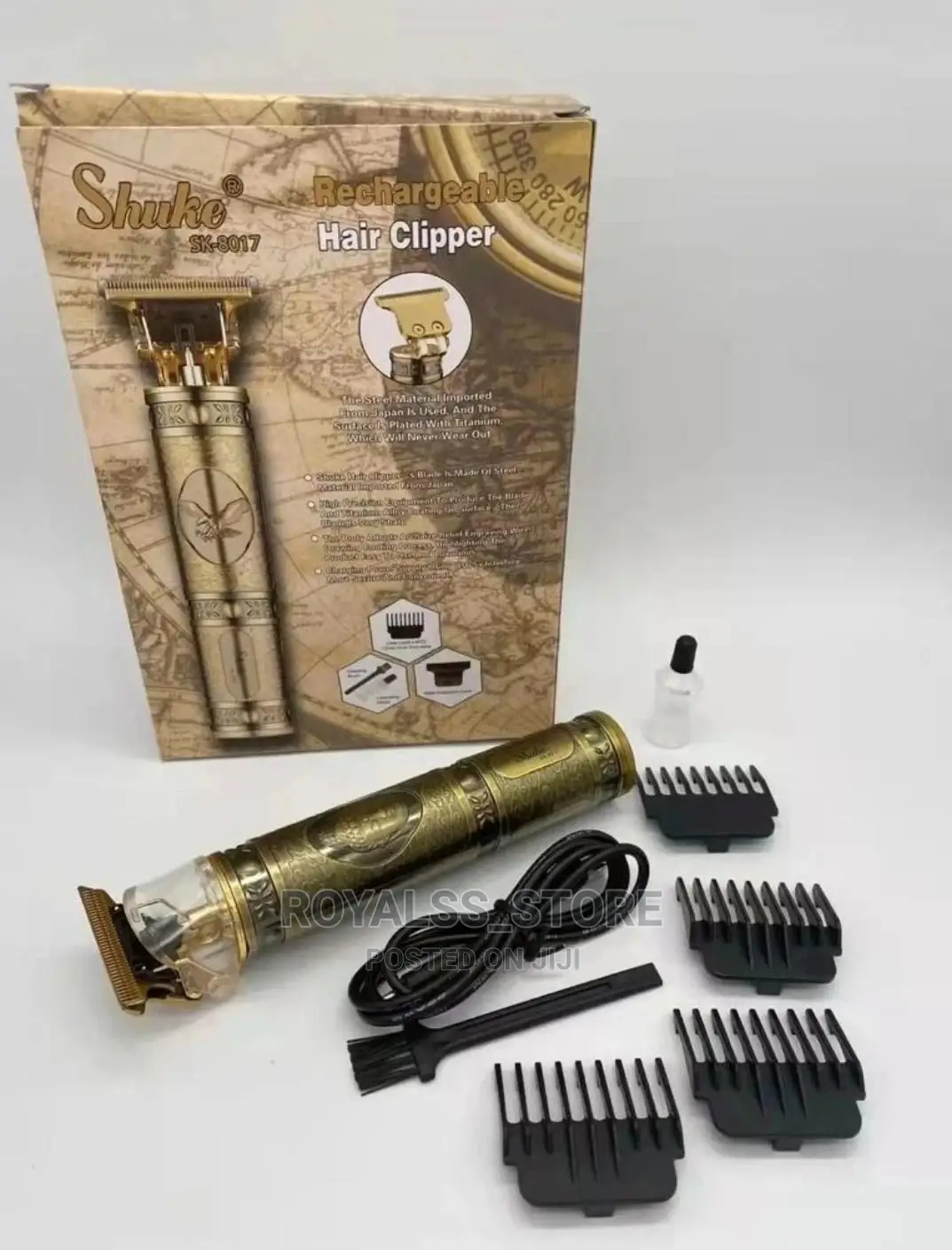 Gold Plated Rechargeable Hair Clipper and Trimmer