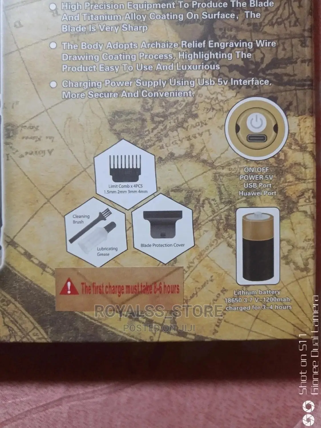 Gold Plated Rechargeable Hair Clipper and Trimmer