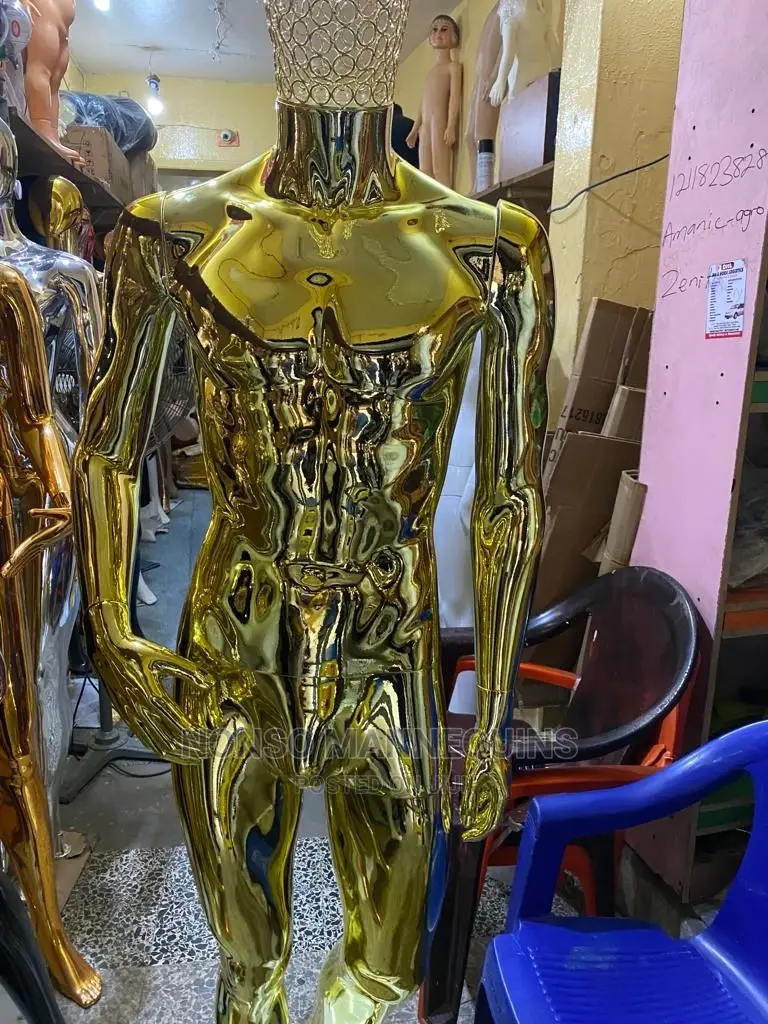 Gold Chrome Body Mannequin With Net Face
