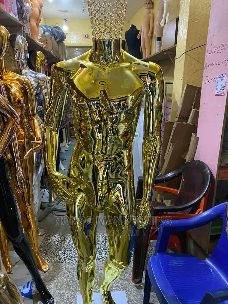 Gold Chrome Body Mannequin With Net Face
