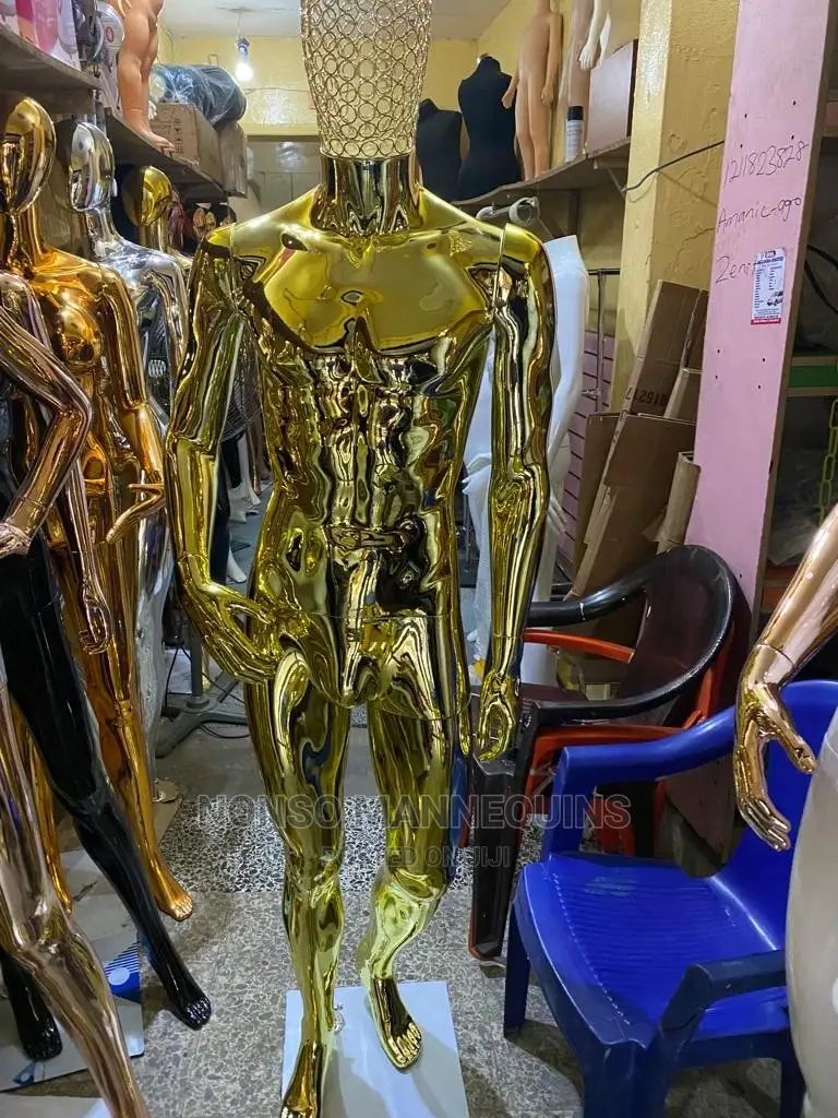 Gold Chrome Body Mannequin With Net Face