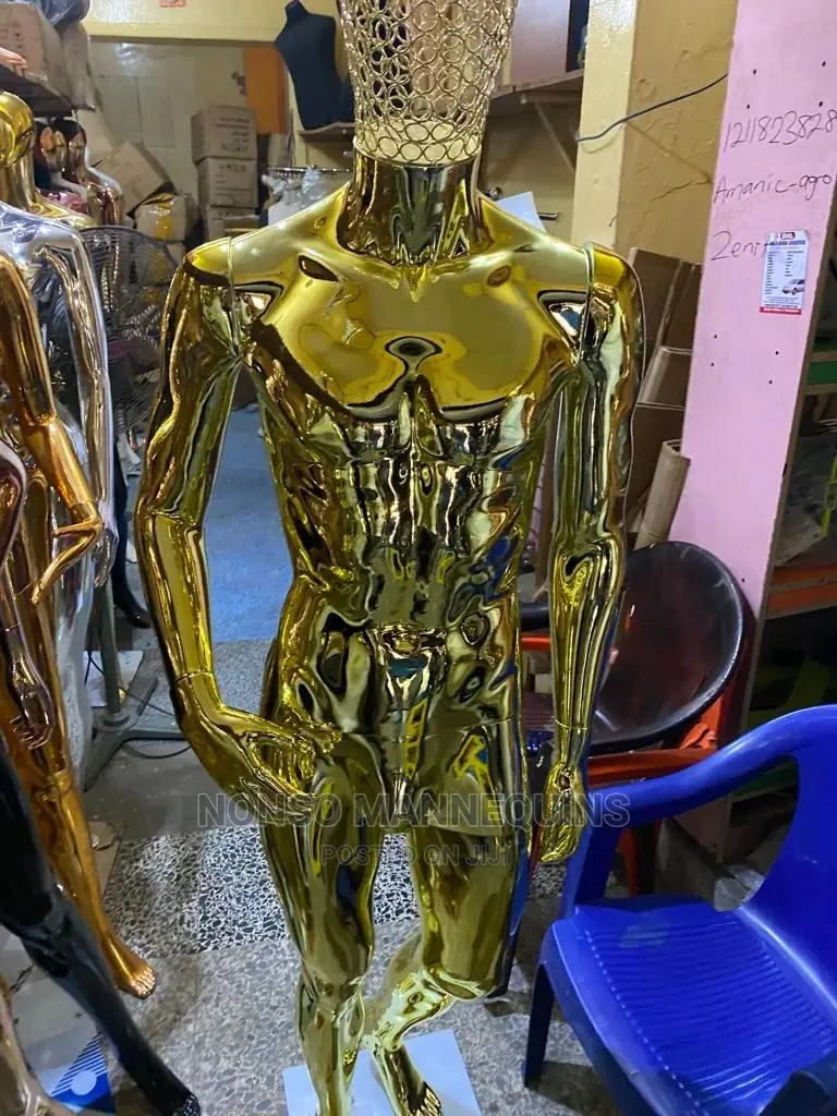 Gold Chrome Body Mannequin With Net Face