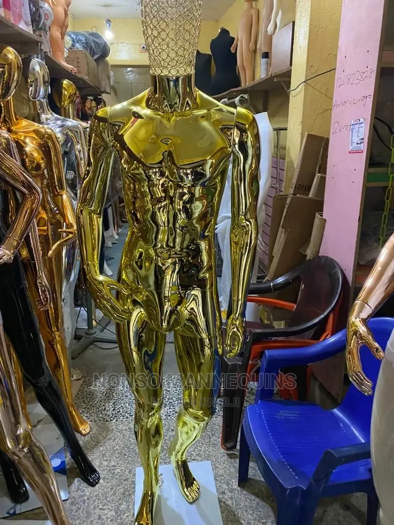 Gold Chrome Body Mannequin With Net Face