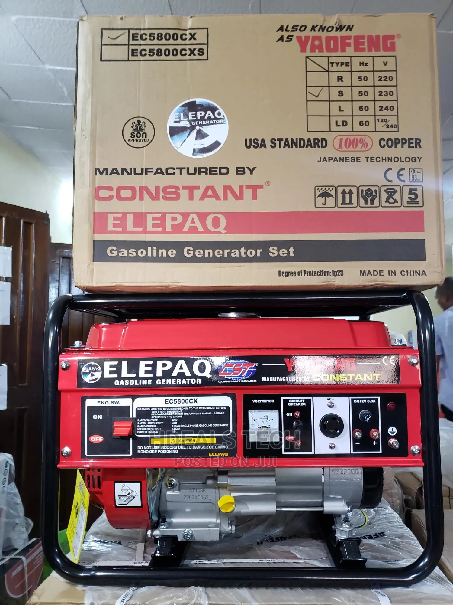 3.5KVA Elepaq Constant Manual Start Generator- New