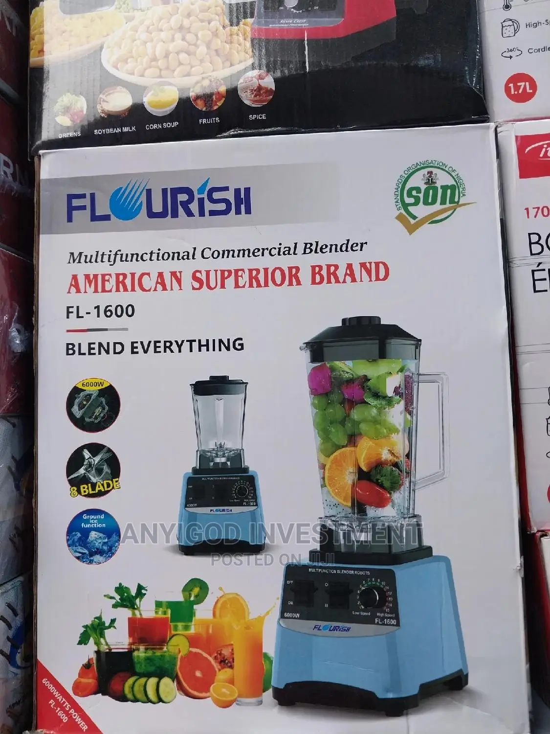 Flourish Commercial Blender Heavy-Duty Double Cup 6000watts