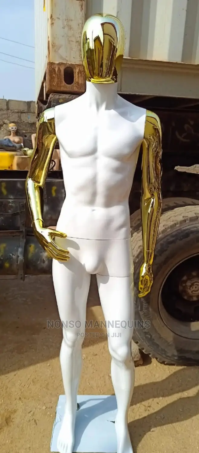 Gold and White Arcylic Male Faceless Mannequin