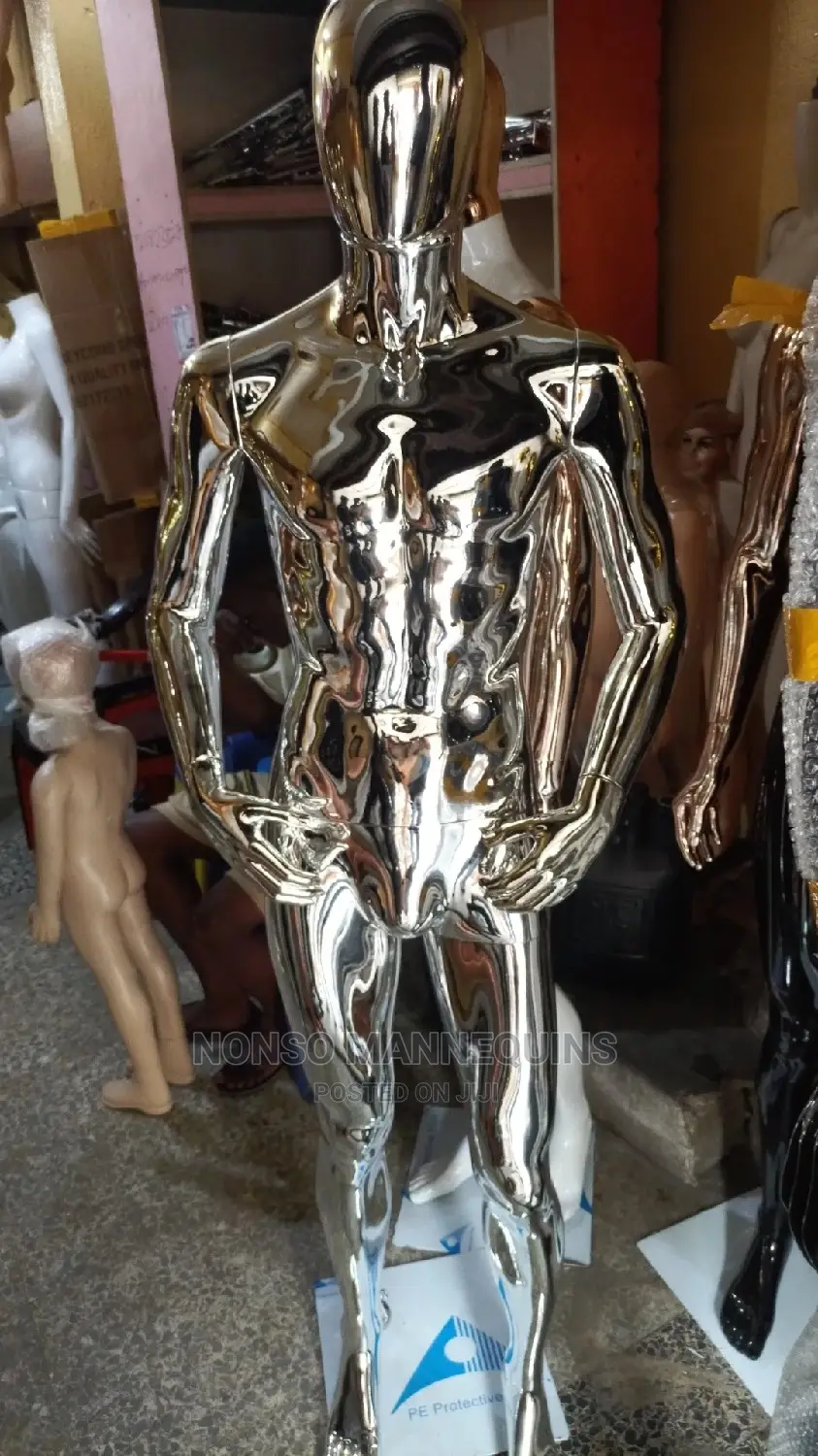 Full Male Silver Faceless Chrome Display Mannequin