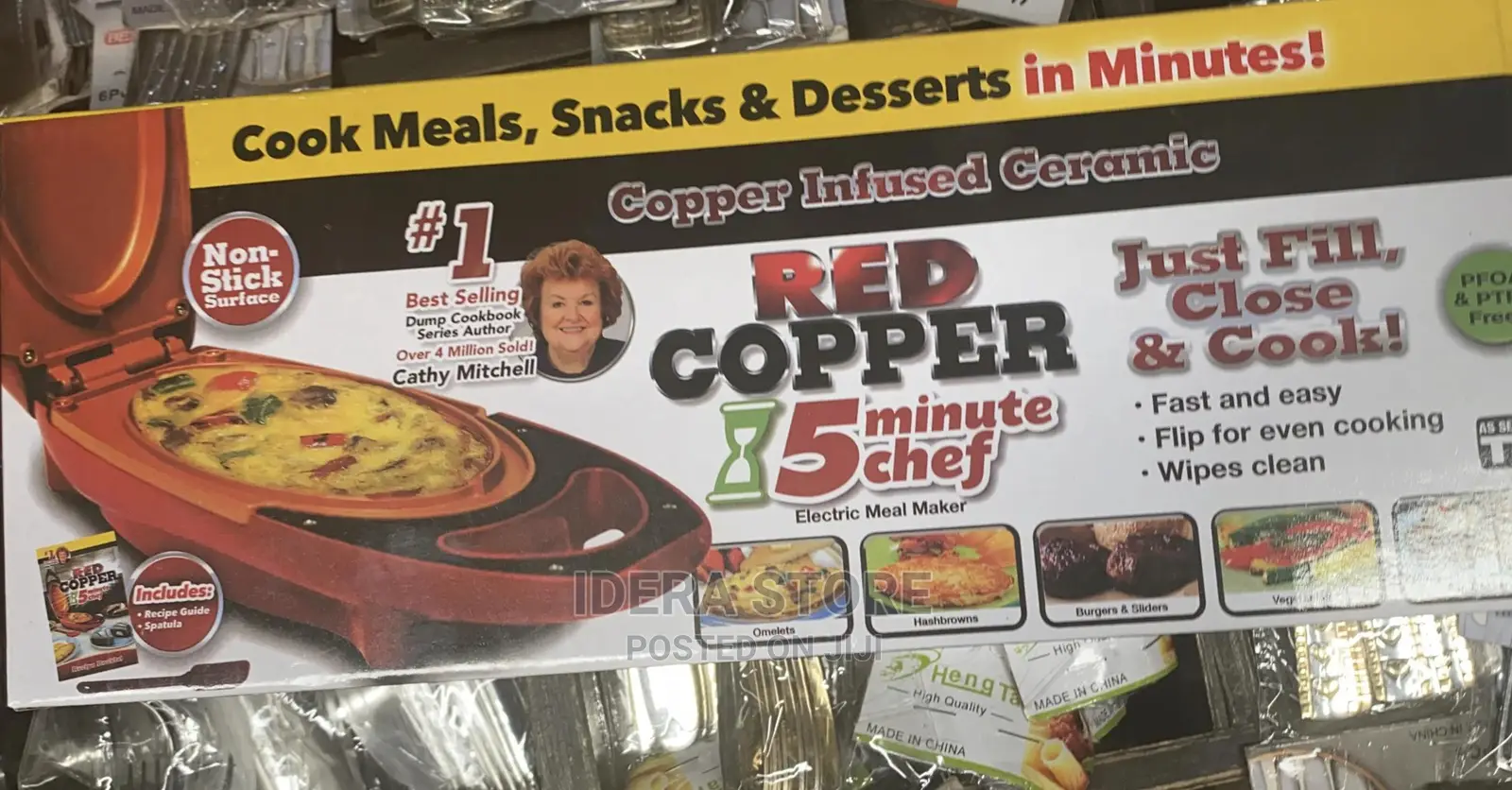 Red Copper 5 Minute Chef Double Sided Grill Electric Cooker