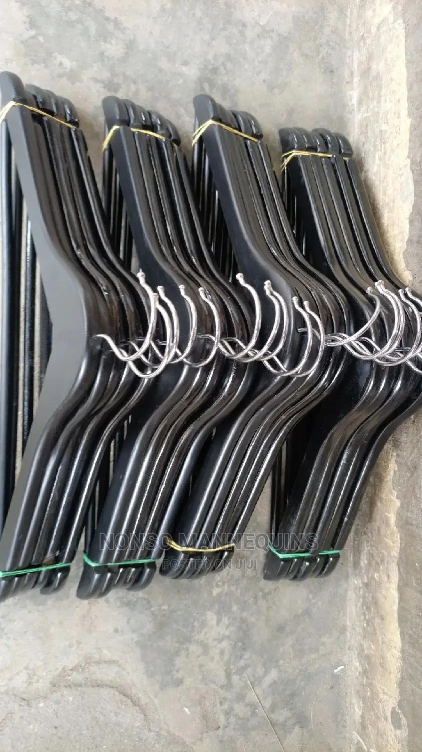 Packs of Black Wooden Clothes Hangers