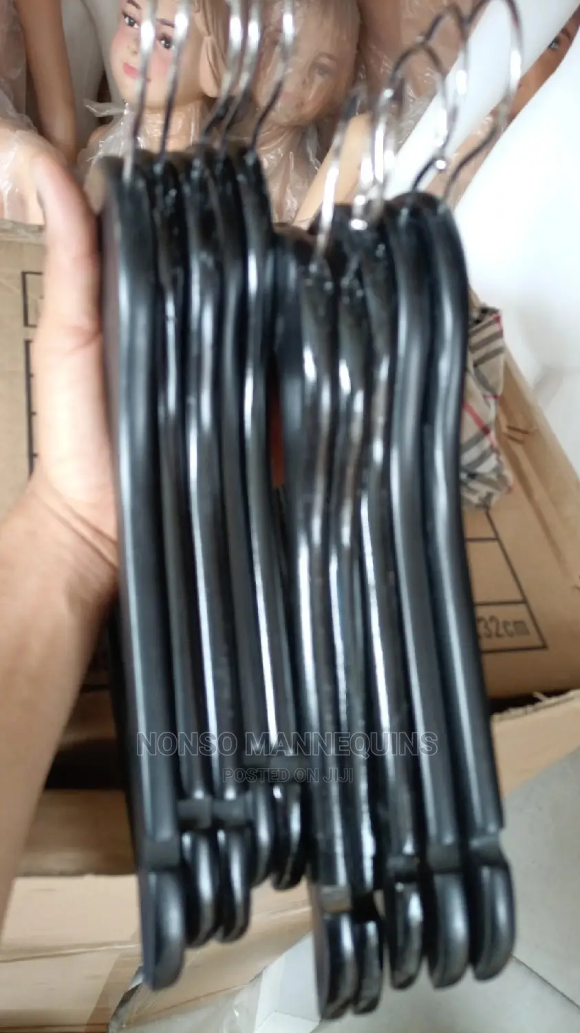 Packs of Black Wooden Clothes Hangers
