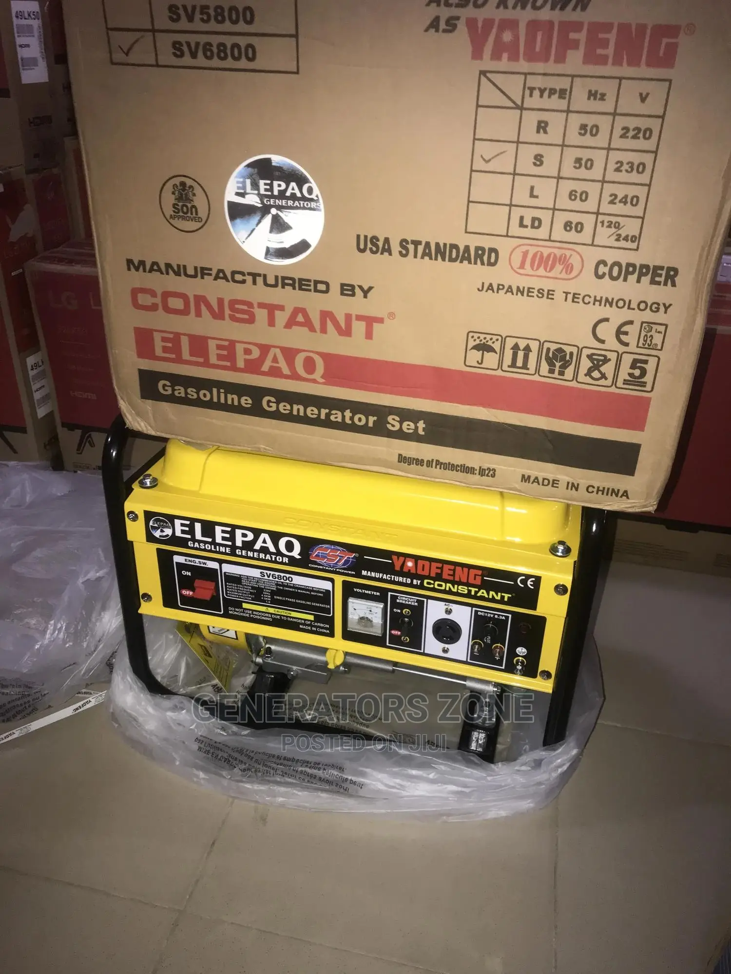 4.5kva Brand New Low Noise Sv6800 Elepaq Constant Generator