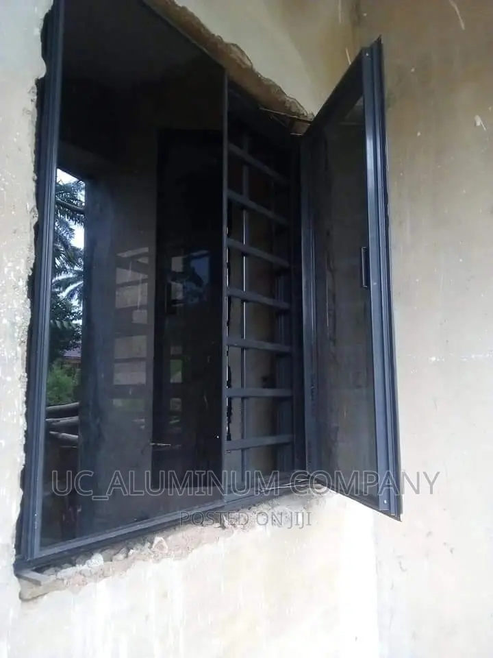 Gray Transun Aluminum Window With Burglary and Net