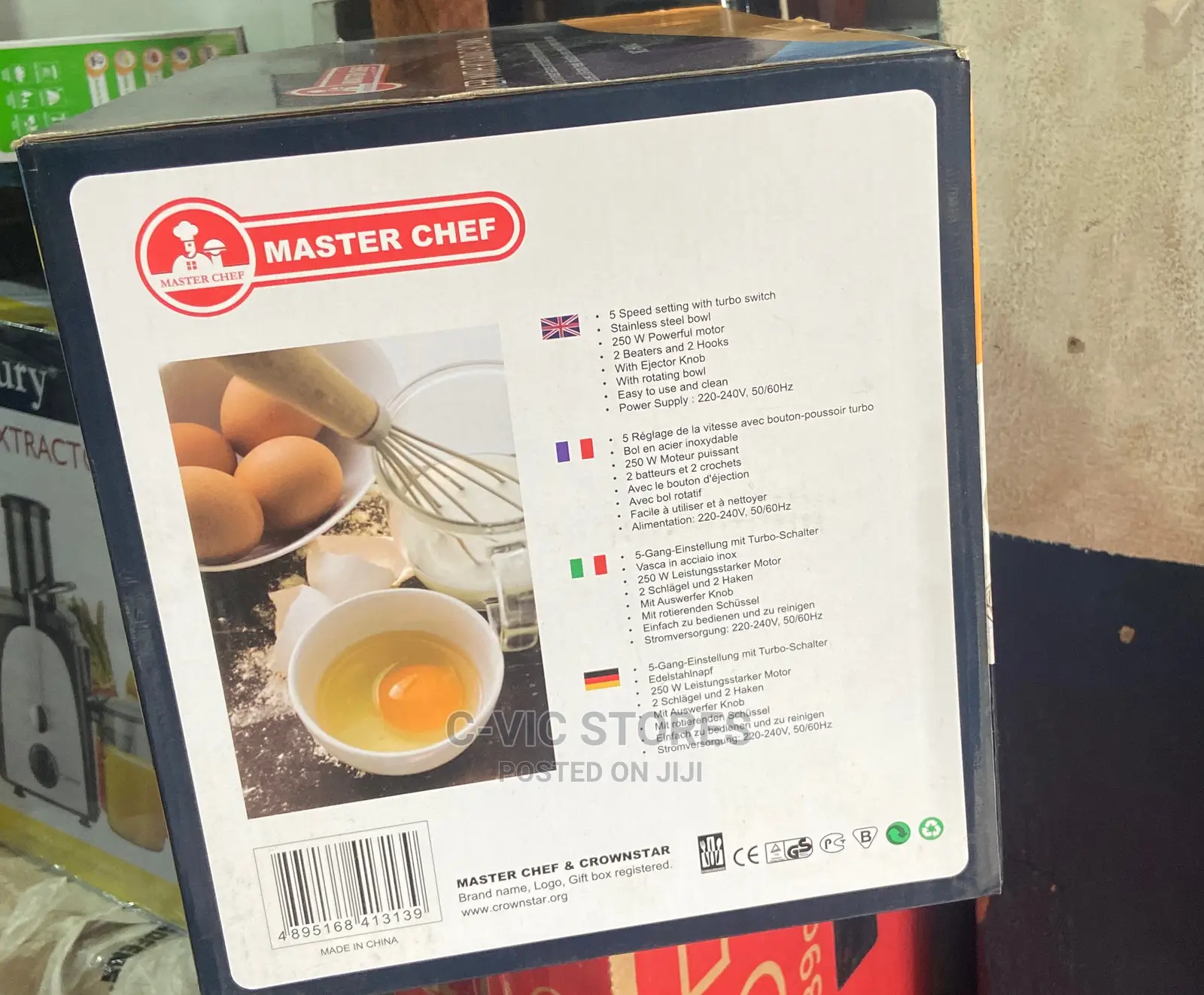 Master Chef Hand Mixer With Rotating Bowl - MC-HM163 - 250W