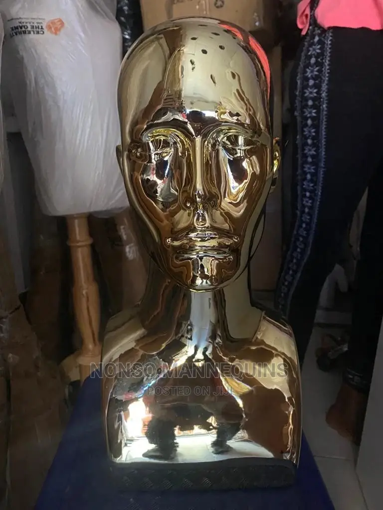 Gold Colour Male Mannequin Head for Caps