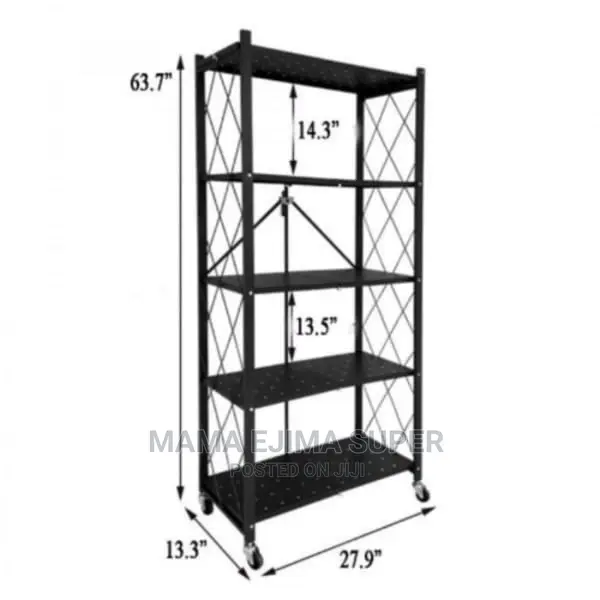 Foldable Heavy Duty Iron Wrought Shelf - 5 Layers