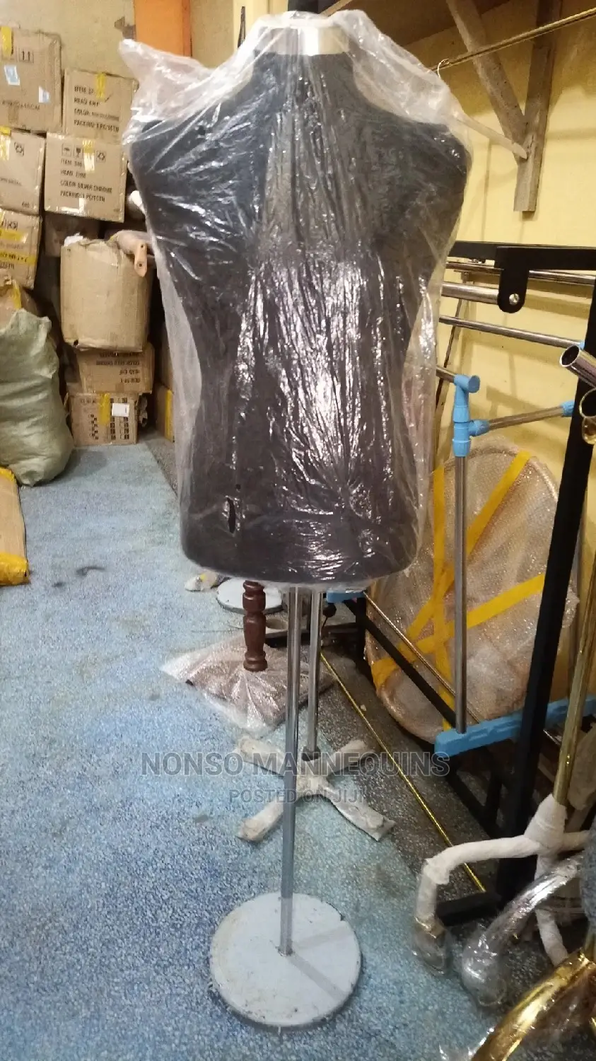 Male Dressform With Round Metal Base