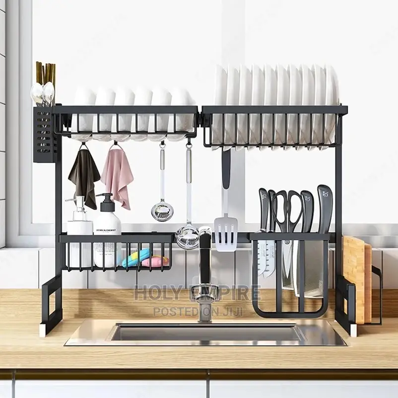 Stainless Steel Rack With Double Sink Drain Rack