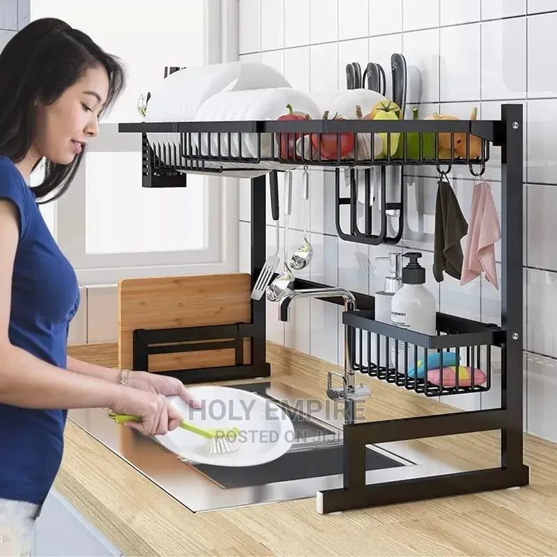 Stainless Steel Rack With Double Sink Drain Rack