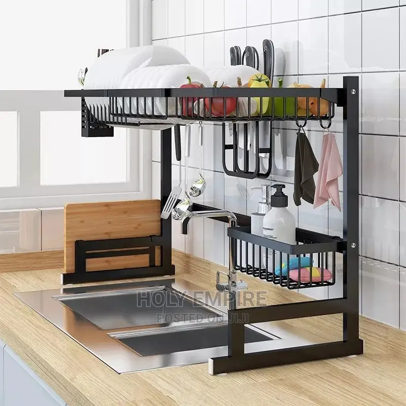 Stainless Steel Rack With Double Sink Drain Rack