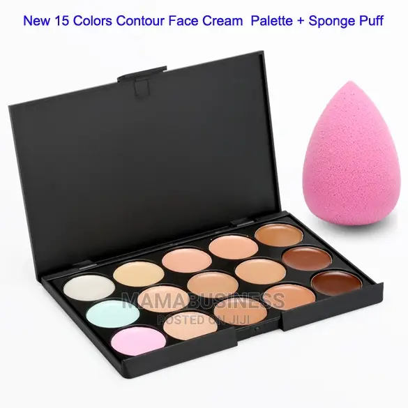 15 Colors Face Cream Concealer Palette With Sponge Puff