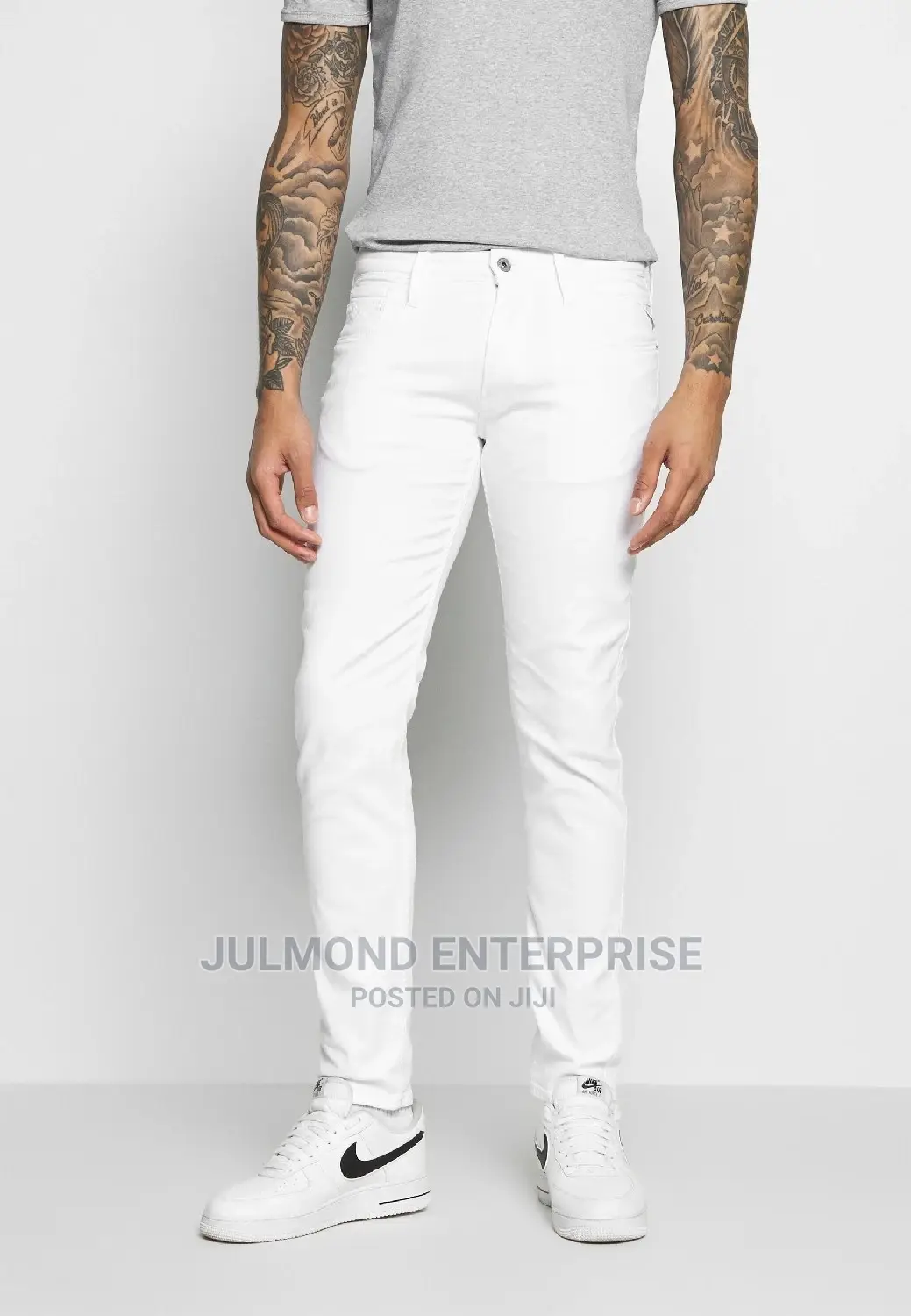 Men's White Pencil's Jeans