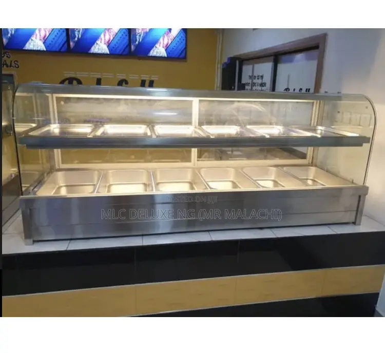 CURVED GLASS Food Display Warmers/Bain Marie (3,4,5,6plates)