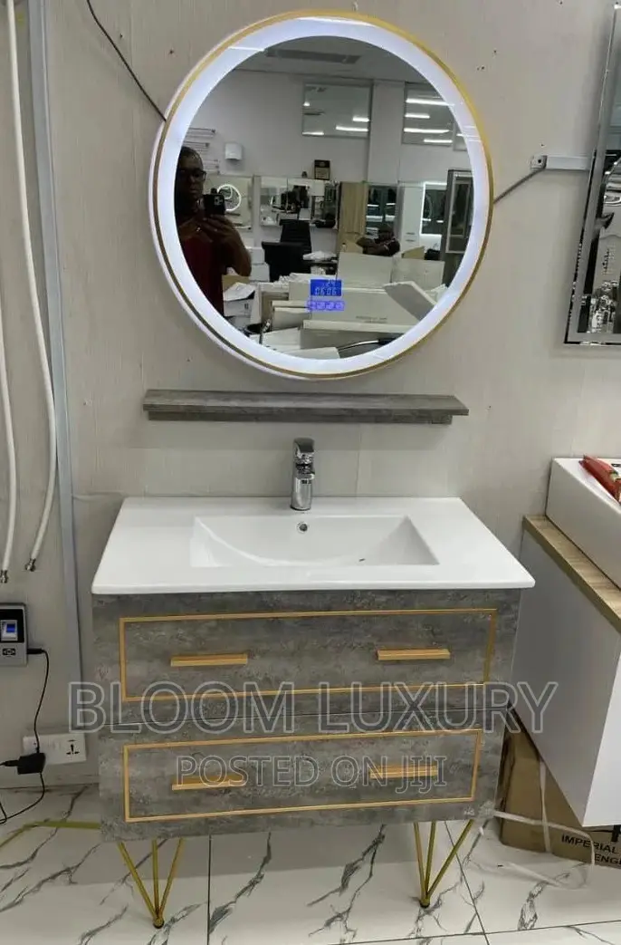 White Single Cabinet With Led Magnify Mirror