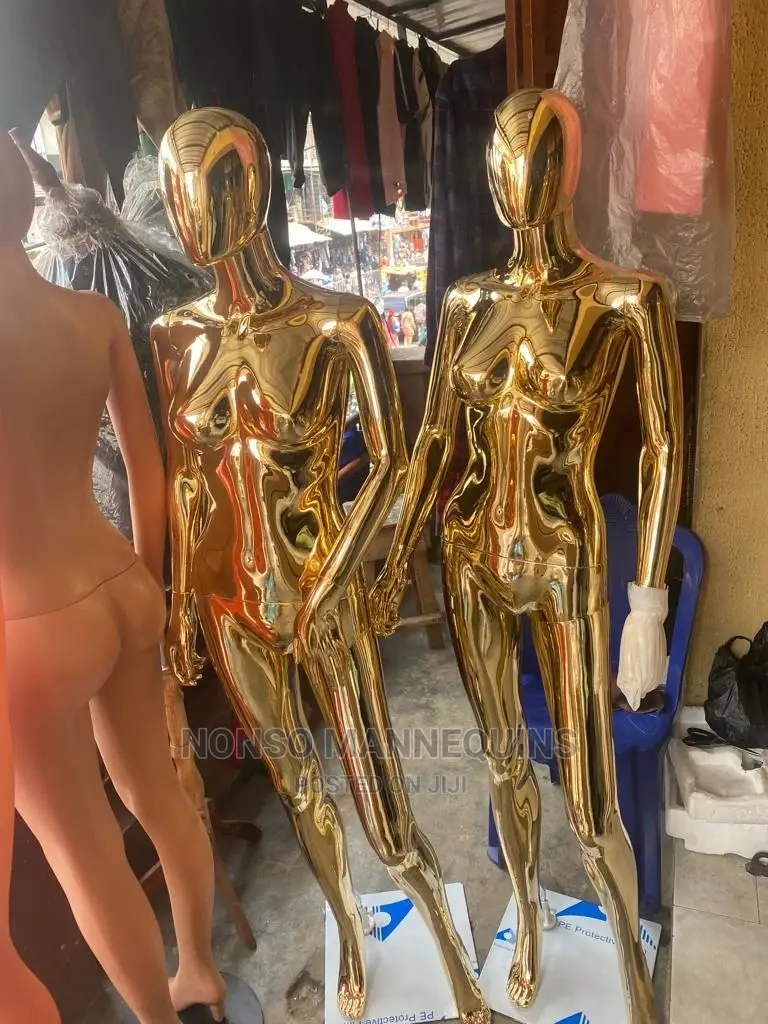 Size 8 Faceless Female Gold Chrome Display Mannequin