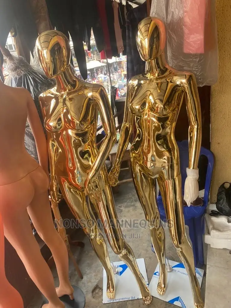 Size 8 Faceless Female Gold Chrome Display Mannequin