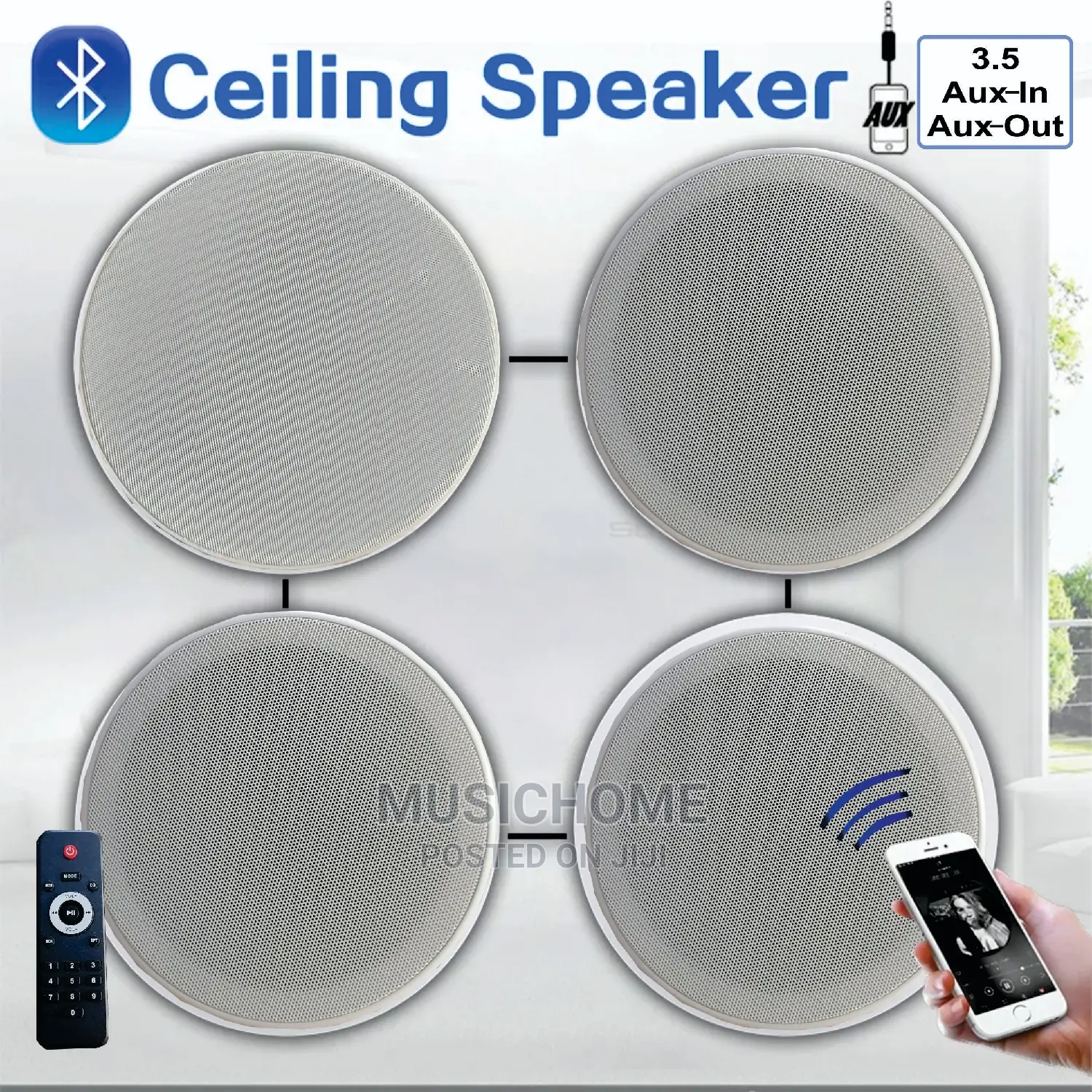 4in1 Bluetooth Ceiling Speaker With Remote,Aux, USB Port