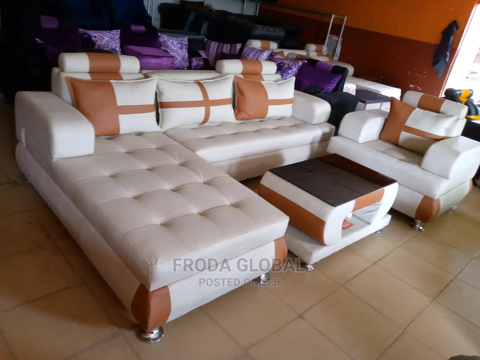 Quality Couch: L-Shape Sofa,Single Chair and Table. Jpcrll16