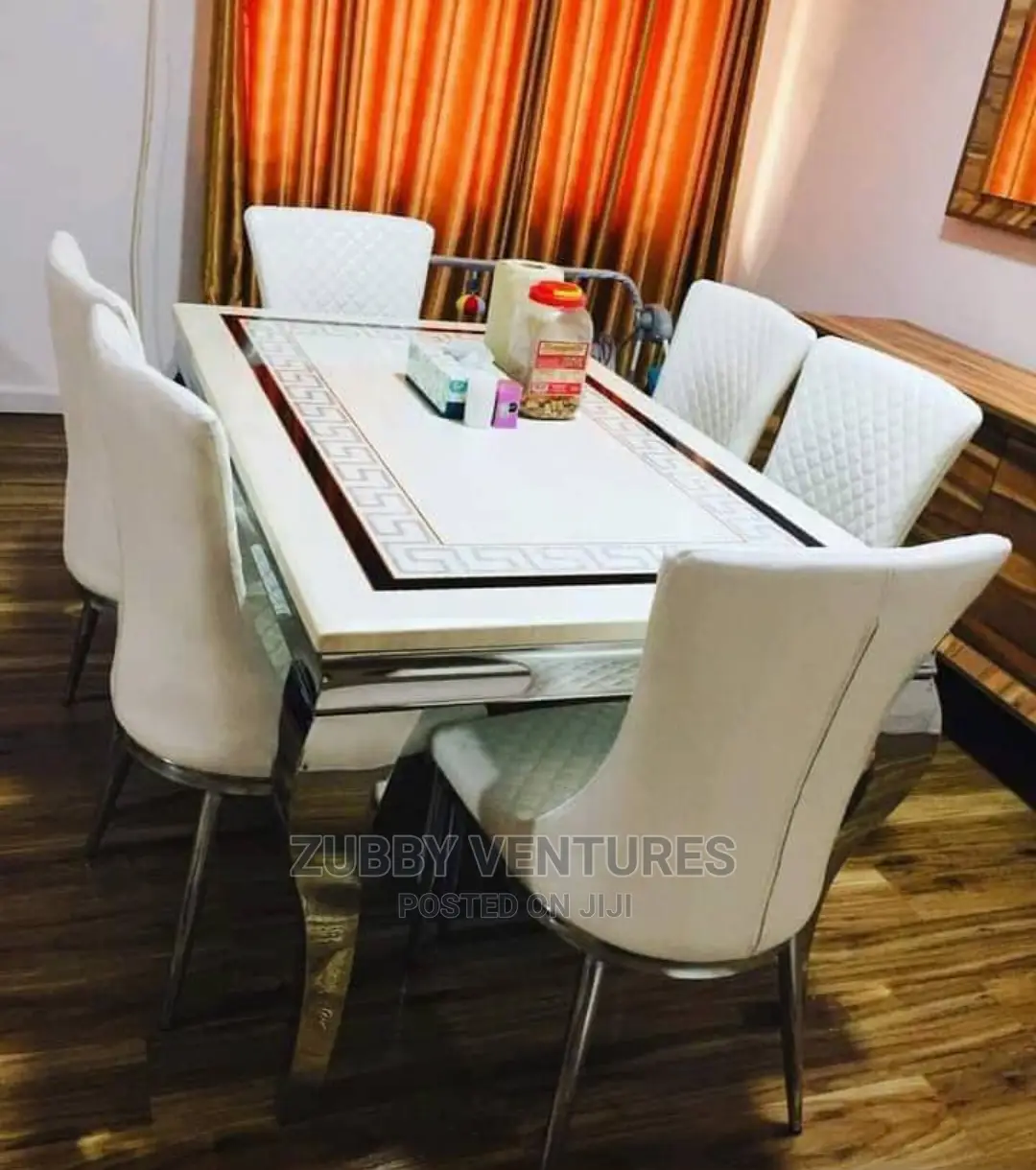 Brand New Quality Marble Dining With Six Chairs