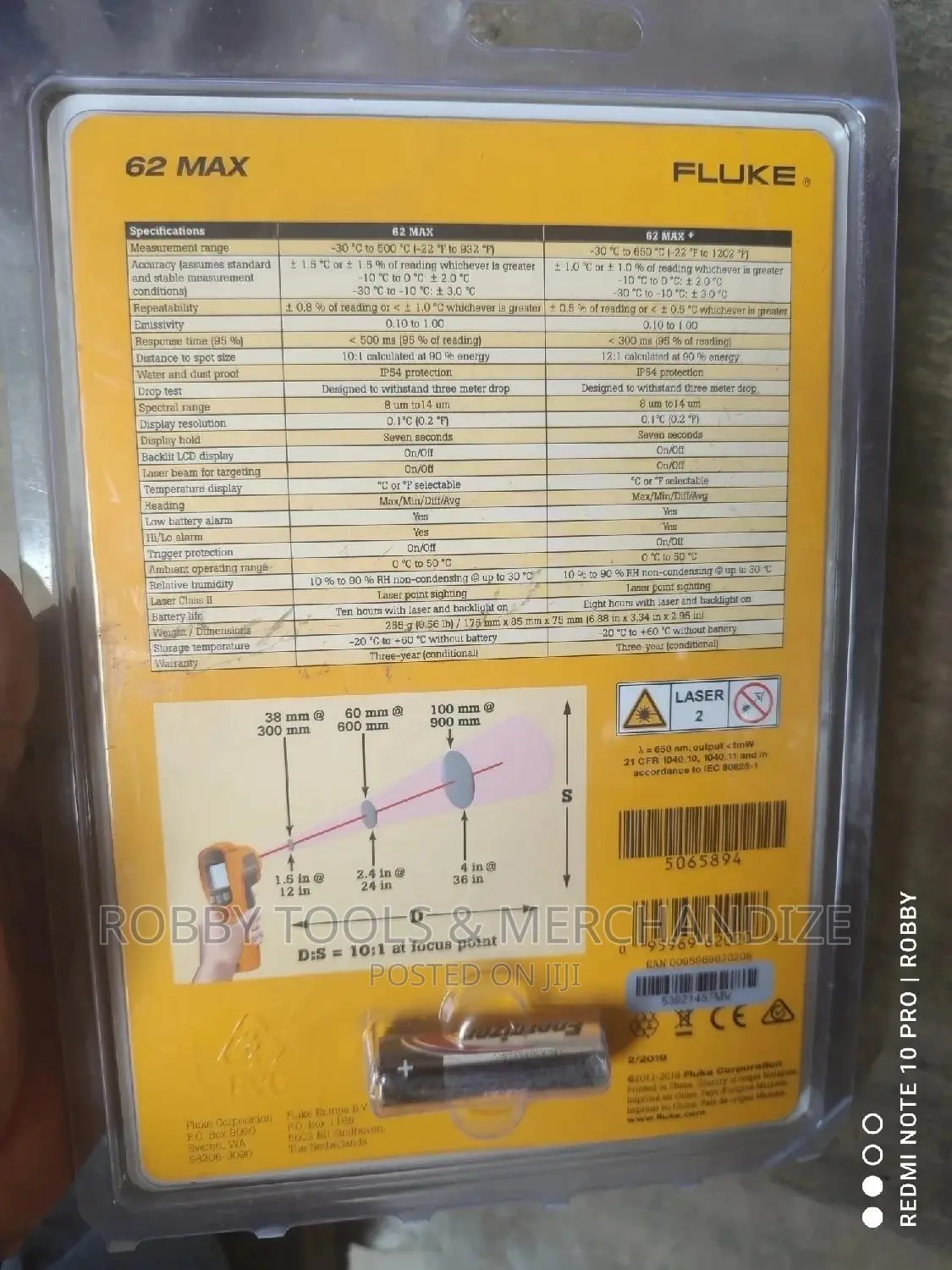 Fluke Infrared Thermometer 62 MAX